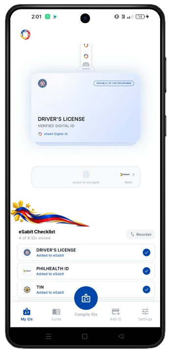 eSabit app showing saved digital IDs